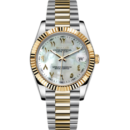 Datejust Mod - Arabic Two-Tone Pearl Gold